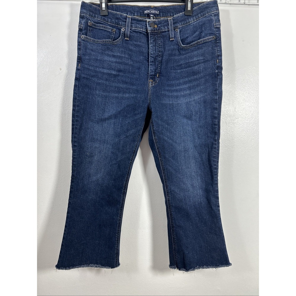 J Crew Mercantile Women 33 Jeans Dark Denim Cut Off Cropped  6447